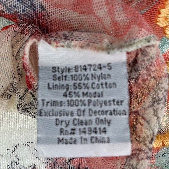 Johnny Was Mazzy Flared Floral Embroidered Sheer Mesh Tank Top XS No Slip - Picture 15 of 15